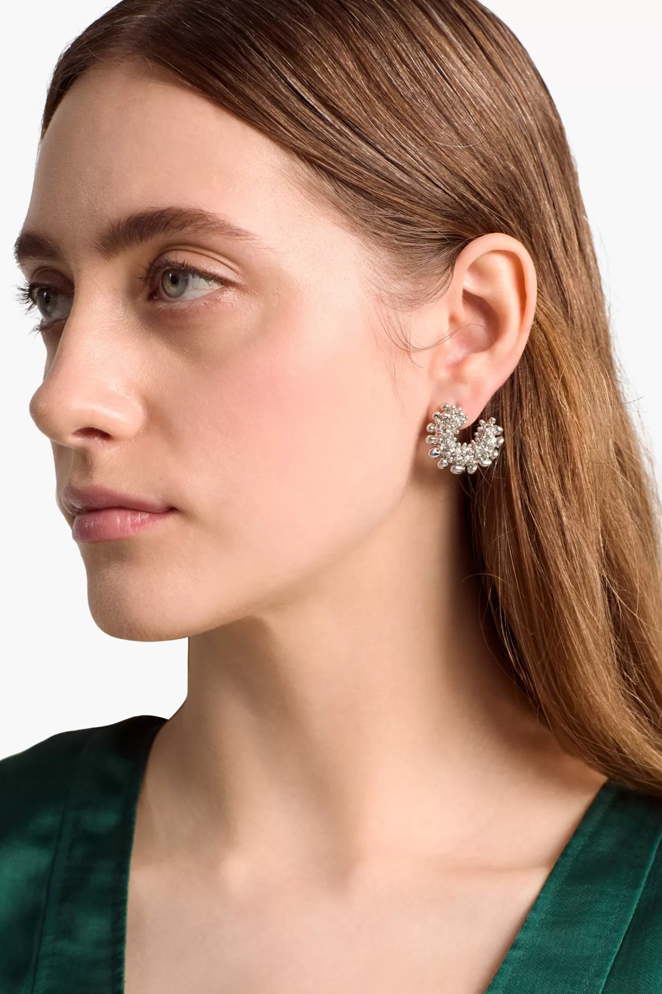 Shop Altuzarra Beaded Huggie Earring ShinySilver